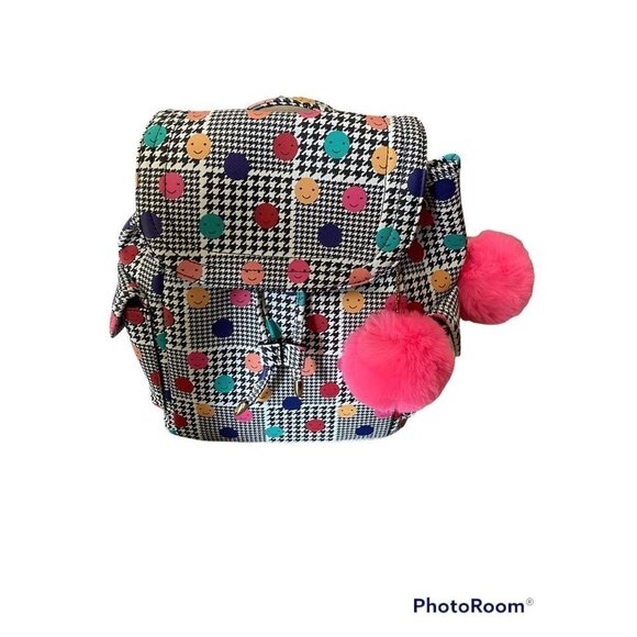 Brand NEW 𝅺Kid's Emoji-Print & Faux Fur Pom-Pom Backpack - Picture 3 of 5